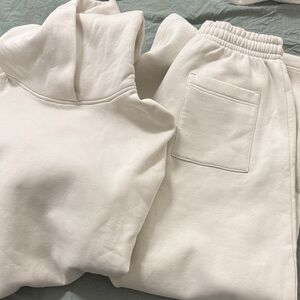 Women's Cream Hoodie and Sweatpants Set